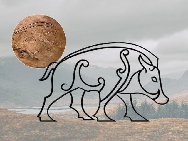 This Pictish carving dates back to AD 600 and features a wild boar with spiky bristles along with a mirror case symbol. It was once located 3 miles south of Inverness but was relocated for conservation purposes in the early 1990s. It is thought that the mirror case symbol represented a woman while the boar symbolised a man. Therefore, a marriage pact could be the meaning behind this carving.