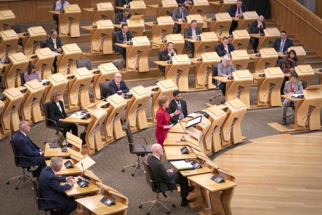 First Minister Nicola Sturgeon attends First Minister's Questions in the debating chamber of the Scottish Parliament. Picture: Jane Barlow-Pool/Getty Images