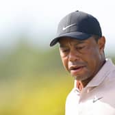 Tiger Woods reacts during the first round of the Hero World Challenge at Albany Golf Course oin Nassau, Bahamas. Picture: Mike Ehrmann/Getty Images.