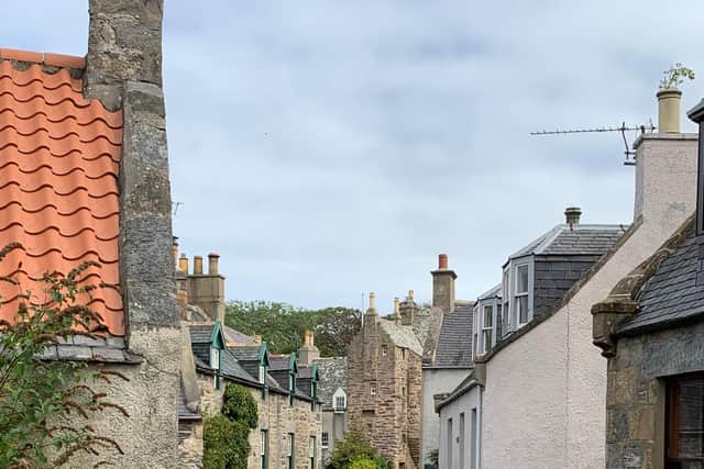 The village of Fordyce, Aberdeenshire, centred around the Castle and Old Kirkyard.