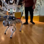 The RoboGuide, developed by researchers at the University of Glasgow’s James Watt School of Engineering, explores the Hunterian during a testing session with volunteers from the Forth Valley Sensory Centre. Picture: University of Glasgow / SWNS