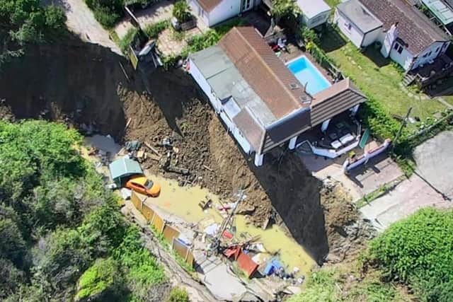 The house known as ‘Cliffhanger’ was washed away in June 2020 – is the private rental sector in Scotland teetering on the brink of a collapse of its own? (Picture: Kent Fire and Rescue Service)