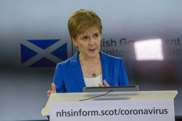 First Minister Nicola Sturgeon has held several COVID-19 press briefings this month in St Andrew's House, Edinburgh.
