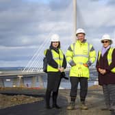 Manor Estates’ CEO Claire Ironside, Cala site manager Gavin McCann and Manor Estates' chair of the board Rachel Hutton, at the development site overlooking the Queensferry Crossing. Picture: Ian Georgeson