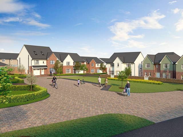 An artist's impression of a typical street scene in Shawfair