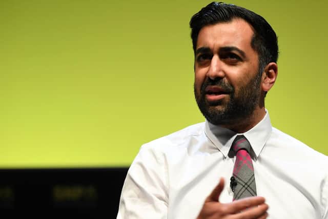 Humza Yousaf taking part in the first SNP leadership hustings in Cumbernauld.
