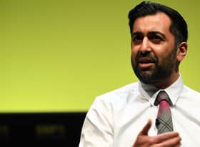Humza Yousaf taking part in the first SNP leadership hustings in Cumbernauld.
