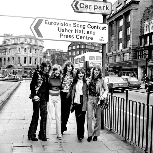 The New Seekers, representing the United Kingdom, make their way to the Usher Hall for the Eurovision Contest in Edinburgh in 1972. Singer Eve Graham (second from right) hailed from Perth.