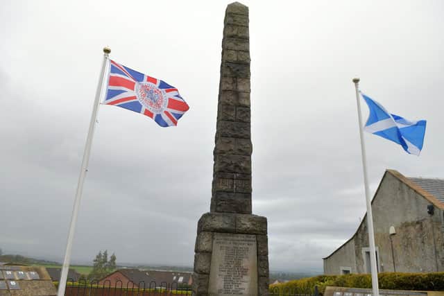 East and West Shieldhill and Summerhouse war memorial was again targeted by vandals. Pic: Michael Gillen
