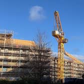 The collapsed crane on a building site in Leith. Picture: Lisa Ferguson