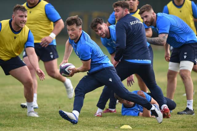George Horne, who will start at scrum-half against Chile, in training at the Grange School in Santiago. Photo by David Gibson/Fotosport/Shutterstock