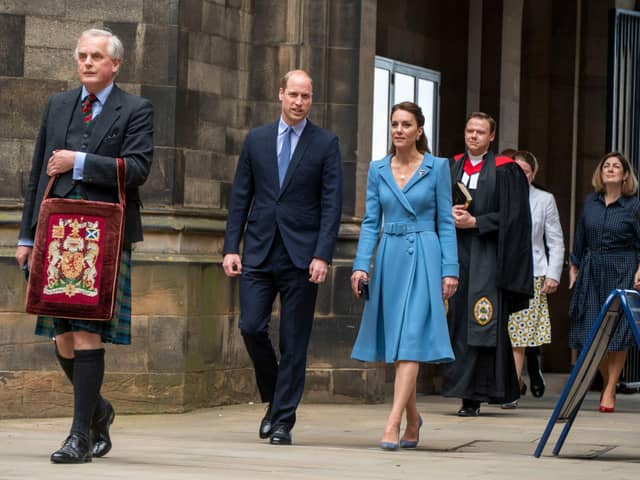 The Duke and Duchess of Cambridge departing after the the closing ceremony of the Church of Scotland's General Assembly  Picture: Andrew O'Brien