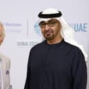 King Charles III meets with Mohammed bin Zayed Al Nahyan, president of the United Arab Emirates - which holds the Cop28 presidency - at Expo City in Dubai on the opening day of the UN climate summit. Picture: Andrew Matthews/Getty Images