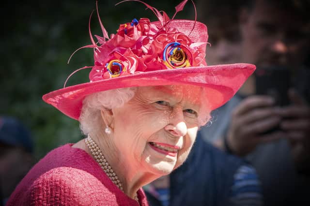 Queen Elizabeth during an inspection of the Balaklava Company, 5 Battalion The Royal Regiment of Scotland at the gates at Balmoral