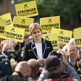 Nicola Sturgeon, pictured holding a campaign rally in 2017, will step down as First Minister and SNP leader later this month. Photo by Jeff J Mitchell/Getty Images