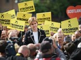 Nicola Sturgeon, pictured holding a campaign rally in 2017, will step down as First Minister and SNP leader later this month. Photo by Jeff J Mitchell/Getty Images