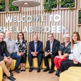 Pictured at Shell’s Aberdeen headquarters, left to right: John Raine, Corporate Relations (Shell), Andy Campbell, Commercial Director (Elevator), Louise Kettle, Marketing & Communications Co-ordinator (Elevator), Professor Gary McEwan, CEO (Elevator), Simon Roddy, Senior Vice President Upstream (Shell), Karen Clark, Programme & Events Operations Manager (Elevator) and Sireen Adwan, Programme Manager (Elevator). Picture by Michal Wachucik/Abermedia