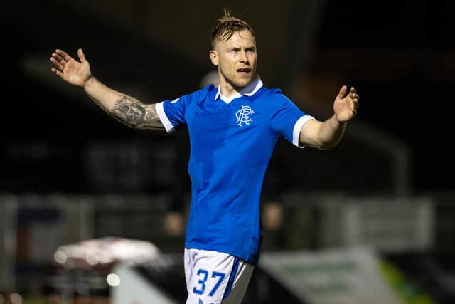 Scott Arfield watched the late drama unfold from the sideline at SMISA stadium after being substituted in the second half. (Photo by Craig Williamson/SNS Group via Getty Images)