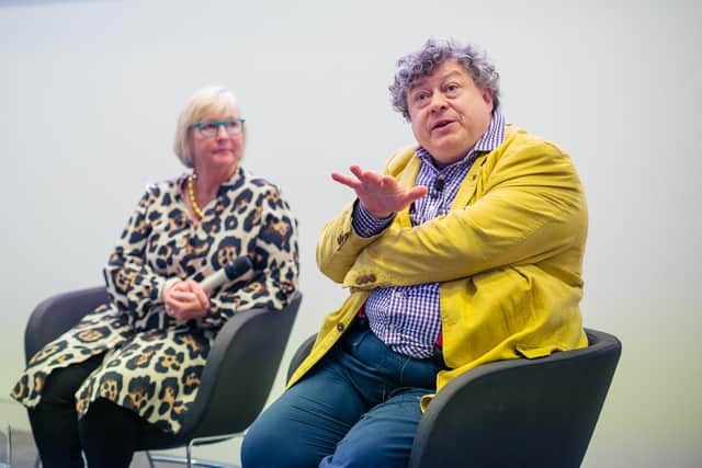 Rory Sutherland and Jan Gooding during the 2019 Ogilvy Lecture