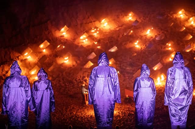 Over Lunan - a promenade performance in the dunes of Lunan Bay, Angus, created by Angus Farquhar of Aproxima Arts with dramaturg and former Artistic Director of the Unicorn Theatre Purni Morell. PIC: Al Smith