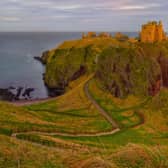 Dunnottar Castle can be found on a rocky outcrop in Aberdeenshire, just one and a half miles south of Stonehaven. The 160ft rock is surrounded by the North Sea which made it a well-defended fortress.