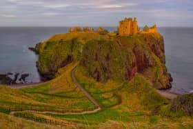 Dunnottar Castle can be found on a rocky outcrop in Aberdeenshire, just one and a half miles south of Stonehaven. The 160ft rock is surrounded by the North Sea which made it a well-defended fortress.