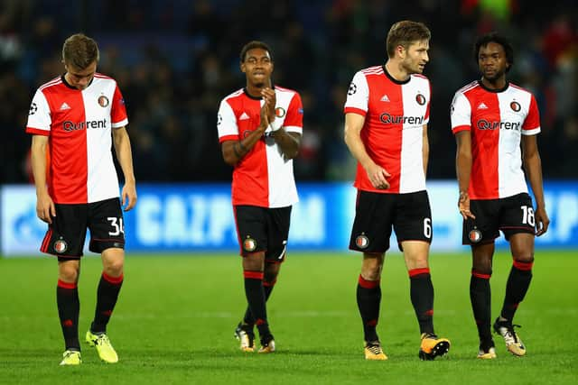 Vente, left, made his senior debut for Feyenoord against Manchester City in 2017.