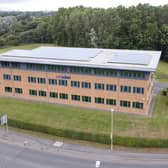 Cruden’s head office in Cambuslang, where solar panels cover 90 per cent of the roof. Picture: contributed.