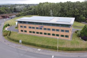 Cruden’s head office in Cambuslang, where solar panels cover 90 per cent of the roof. Picture: contributed.