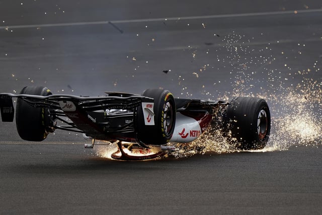Another sporting accident was caught by Tim Goode, who took a picture of the dramatic collision that sent Zhou Guanyu off-course in the British Grand Prix.
Tim said: “(Guanyu) said he did not know how he survived the opening-corner accident at Silverstone.
“He ended up wedged between a steel barrier and metal catch fencing after he was flipped upside down and out of control at 160mph, but emerged unscathed from one of the biggest crashes in recent Formula One memory.”