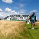 KJ Choi makes his way up the first during day three of the Senior Open Championship presented by Rolex at Carnoustie Golf Links. Picture: Kenny Smith/Getty Images.