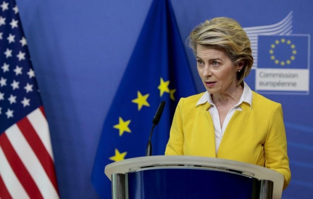 European Commission President Ursula von der Leyen said she would push ahead with attempts at toughening the bloc's vaccine export restrictions to Britain, despite both sides issuing a joint statement agreeing to work together to achieve a win-win deal.