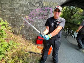 Magnet fisherman Eddie Wells With Japanese Sword