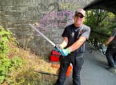 Magnet fisherman Eddie Wells With Japanese Sword