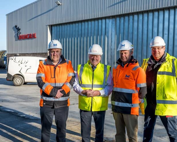 Tom Hutchison, chief executive of Montrose Port Authority; chairman and managing director of Balmoral Group, Sir Jim Milne CBE; chairman of Montrose Port Authority Board, Peter Stuart; and Subsea Test Centre general manager at Balmoral Comtec, Derek Weir.