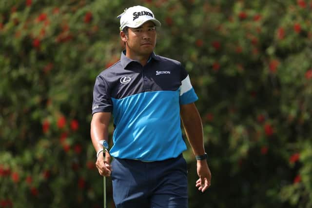 Hideki Matsuyama during a practice round for The Players Championship before he withdrew prior to the first round at TPC Sawgrass due to a back issue. Picture: Patrick Smith/Getty Images.