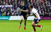 Harry Paterson, a shock inclusion for Scotland at full-back, on the charge in his debut against France.