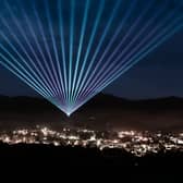 The laser show was held over Pitlochry to mark what would have been the opening of the Enchanted Forest 2020 event. PIC: Liam Anderstrem / Airborne Lens.