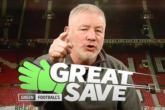Scottish football icon Ally McCoist fronts Green Football's Great Save promotional film.