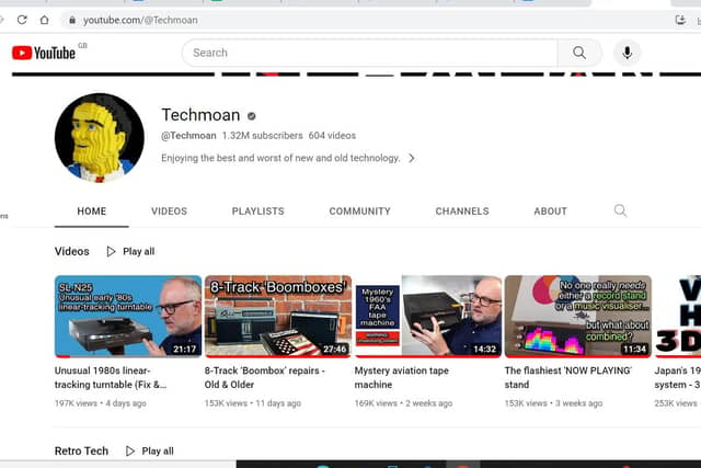 The Techmoan channel has built up a following of around 1.3 million subscribers and more than 323 million total views.