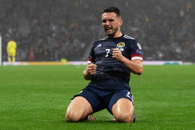 John McGinn celebrates after scoring to make it 1-1 against Israel (Photo by Sammy Turner / SNS Group)