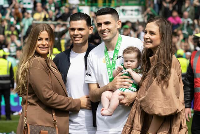 Tom Rogic with friends and family after playing his final match for Celtic. (Photo by Craig Williamson / SNS Group)
