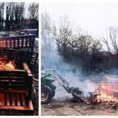 Pictures provided to the Evening News which show the benches on fire (Photo: Contributed)