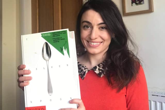 Katia Crolla with her copy of The Silver Spoon