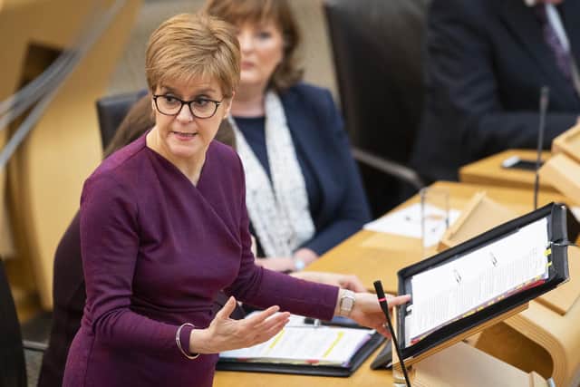 Scotland's First Minister Nicola Sturgeon during First Minster's Questions (FMQ's) .