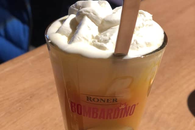 The Bombardino, a mix of warm Advocaat and brandy with large helping of cream, is a firm favourite among skiers in the Dolomites. Pic: Chris Wiltshire/PA