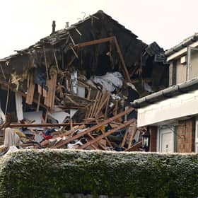 The scene on Baberton Mains Avenue, Edinburgh, after an 84-year-old man has died following an explosion at a house on Friday night. Picture: Lesley Martin/PA Wire