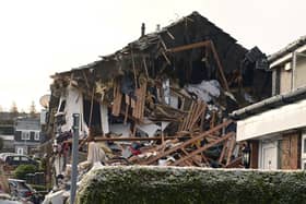 The scene on Baberton Mains Avenue, Edinburgh, after an 84-year-old man has died following an explosion at a house on Friday night. Picture: Lesley Martin/PA Wire