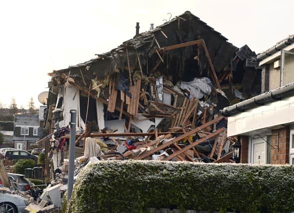 The scene on Baberton Mains Avenue, Edinburgh, after an 84-year-old man has died following an explosion at a house on Friday night. Picture: Lesley Martin/PA Wire
