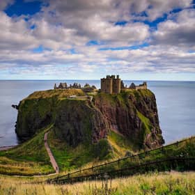 The Gaelic translation for Dunnottar is "fort on the shelving slope" and this is why the fortress has played such a prominent role in Scottish history back in the 18th century with the Jacobite rising because it was a defensive and strategic location. Described as a "ruined medieval fortress" today you can still explore it at the north-eastern coast of Scotland, 2 miles away from Stonehaven.